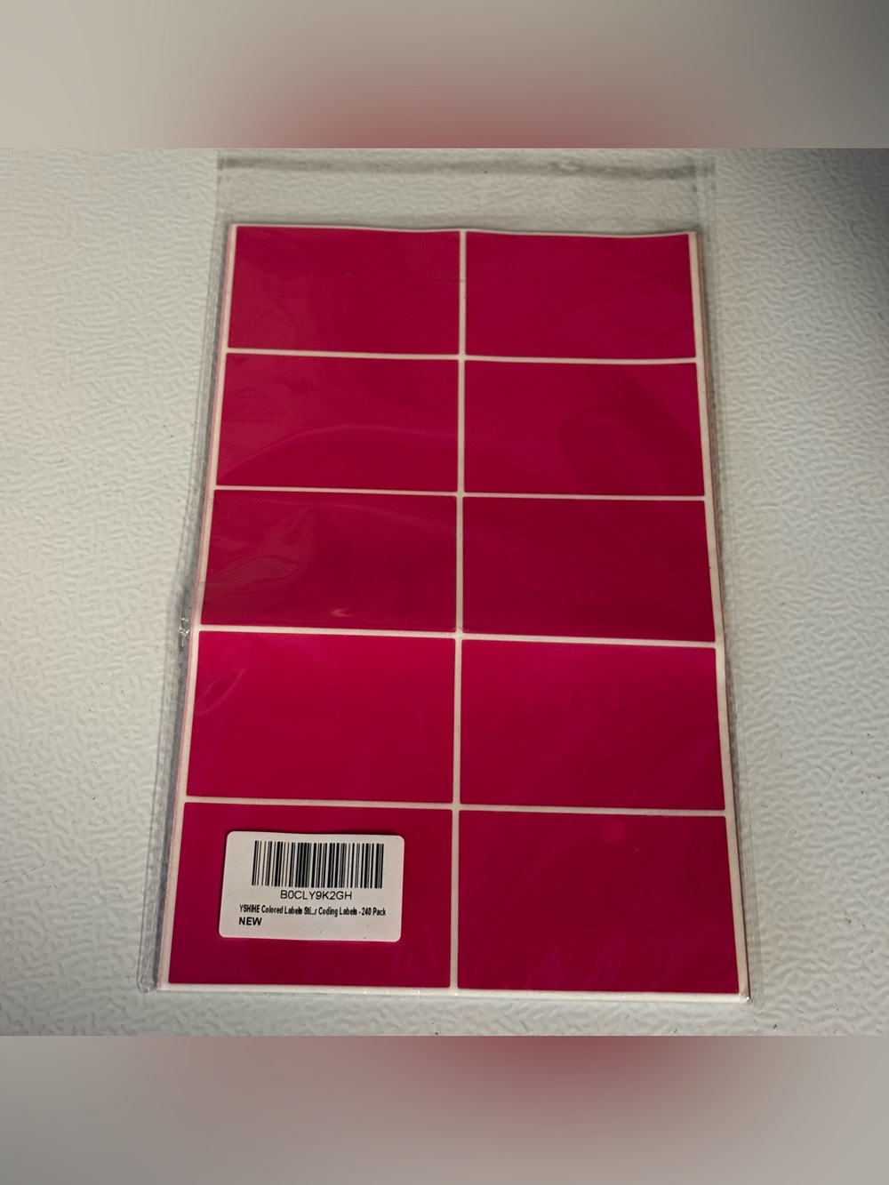 Bright Fuchsia Label Sticker Sheets - 12 Large Rectangles
